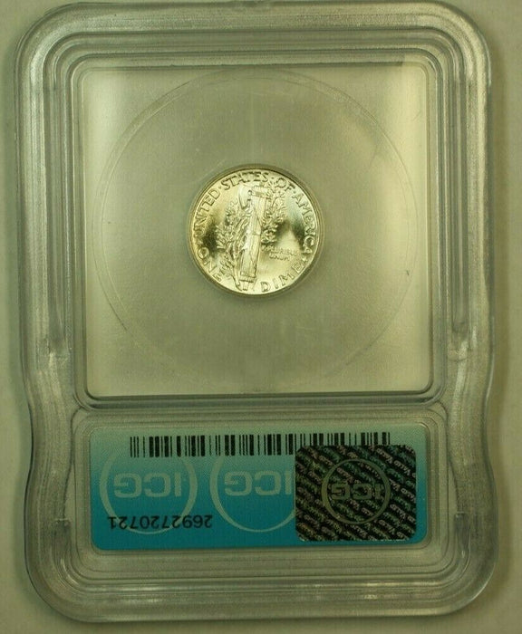 1943 Silver Mercury Dime 10c Coin ICG MS-65 GG