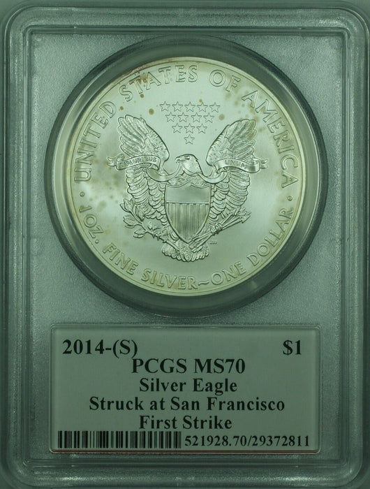 2014-S American Silver Eagle PCGS MS-70 Struck @ SF 1st Strike M Standish