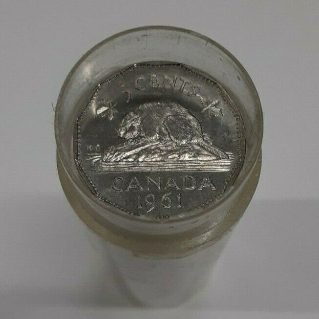 1961 Canada BU Roll Of 5 Cents 'Nickels'  40 Coins Total