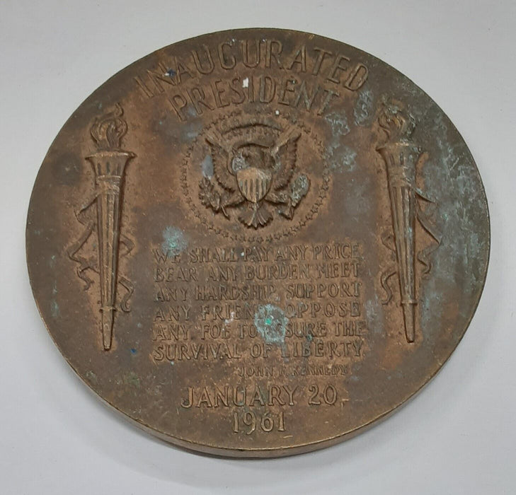 US Mint John F. Kennedy Presidential HR Bronze 1961 Inaugural Medal-Used/Stains