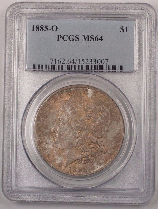 1885-O US Morgan Silver Dollar $1 Coin PCGS MS-64 (Better) Toned BR5 F