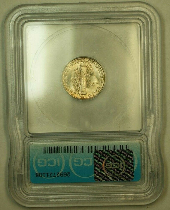 1945 Silver Mercury Dime 10c Coin ICG MS-65 J