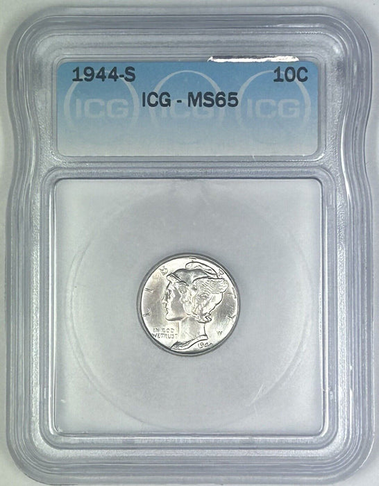 1944-S Mercury Silver Dime 10c Coin ICG MS 65 (54) B