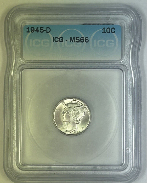 1945-D Mercury Silver Dime 10c Coin ICG MS 66 (54)
