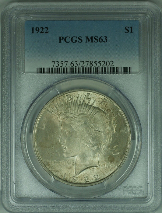 1922 Peace Silver Dollar S$1 PCGS MS-63 (31 M)