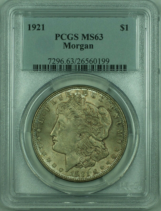 1921 Morgan Silver Dollar $1 Coin PCGS MS-63 Toned (36) K