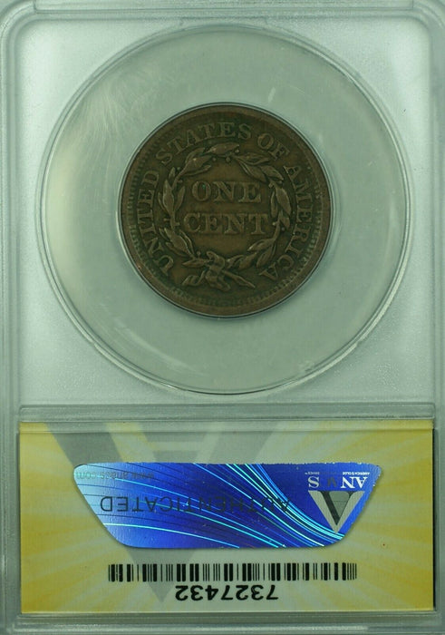 1853 Braided Hair Large Cent  ANACS VF-30 Details Corroded  (43A)