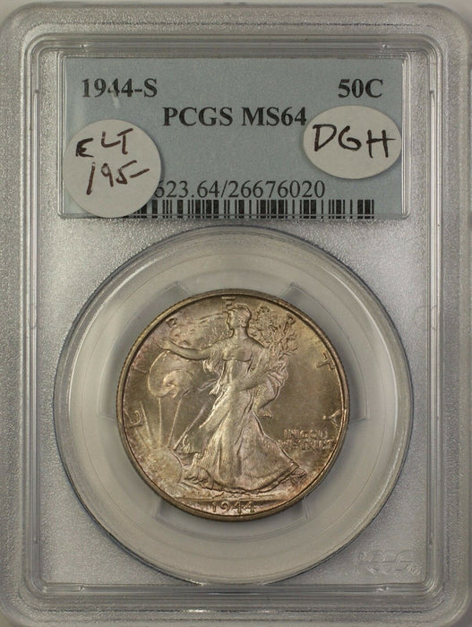 1944-S Walking Liberty Silver Half Dollar 50c Coin PCGS MS-64 Lightly Toned DGH