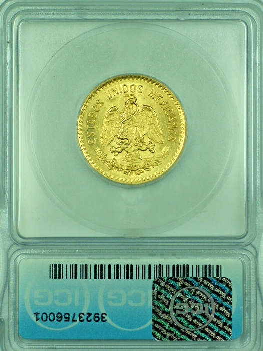 1907-M Mexico 10 Pesos Gold Coin ICG AU 58