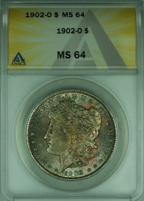 1902-O Morgan Silver Dollar $1 Coin ANACS MS-64 Beautifully Toned (28)