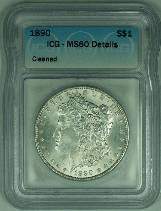 1890 Morgan Silver Dollar $1 Coin ICG MS 60 Details (23)