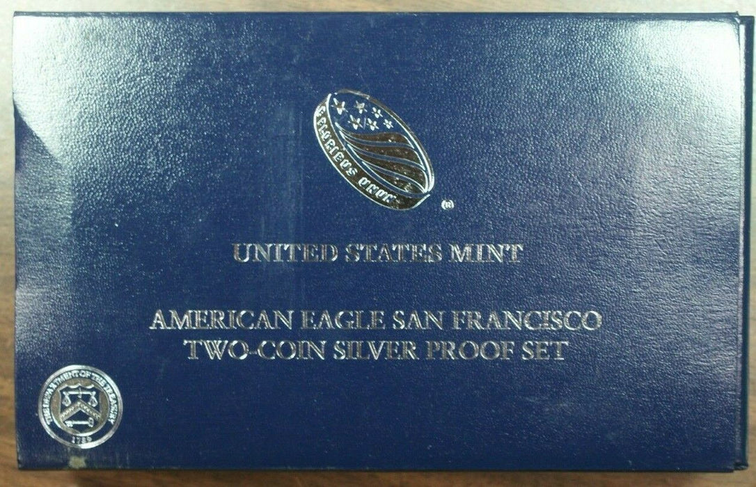 2012-S American Silver Eagle 2 Coin Silver Proof Set (PF & Rev PF) Box & COA
