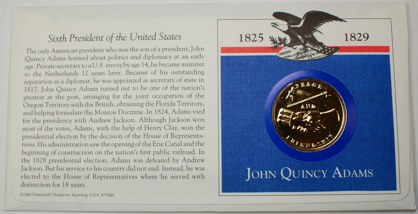 John Quincy Adams Presidential Medal, From the Hail to The Chiefs Collection