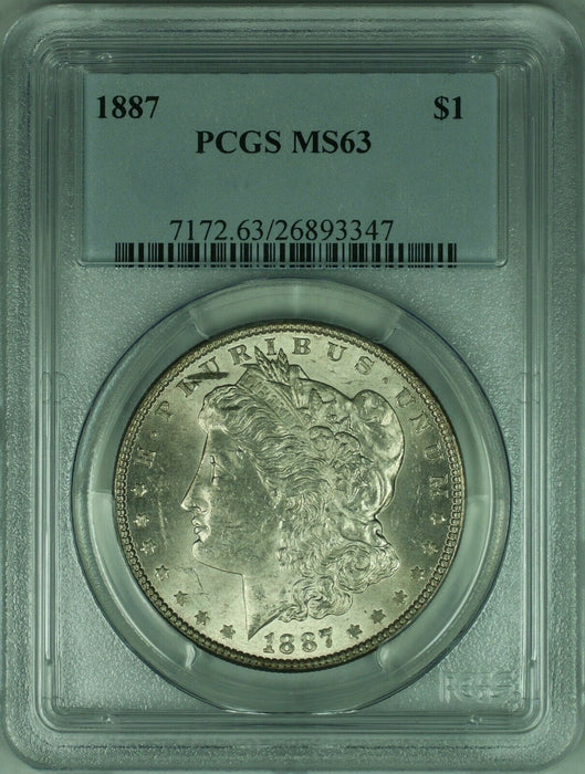 1887 Morgan Silver Dollar Coin $1 PCGS MS63 (32 I)