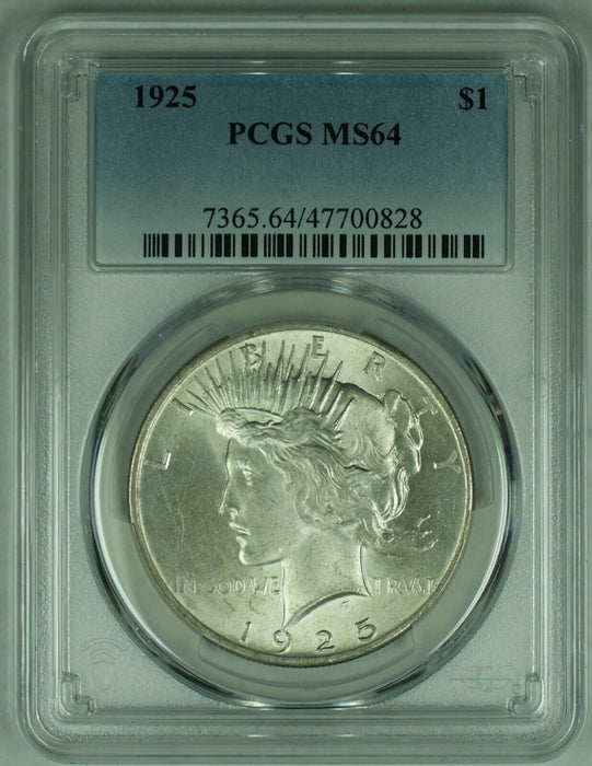 1925 Peace Silver $1 Dollar Coin PCGS MS 64 (17) B