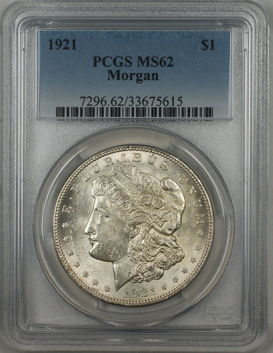 1921 Morgan Silver Dollar $1 Coin PCGS MS-62 9a
