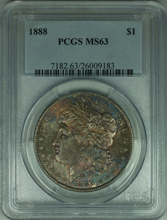 1888 Morgan Silver Dollar $1 Coin PCGS MS-63 Beautifully Toned DGH