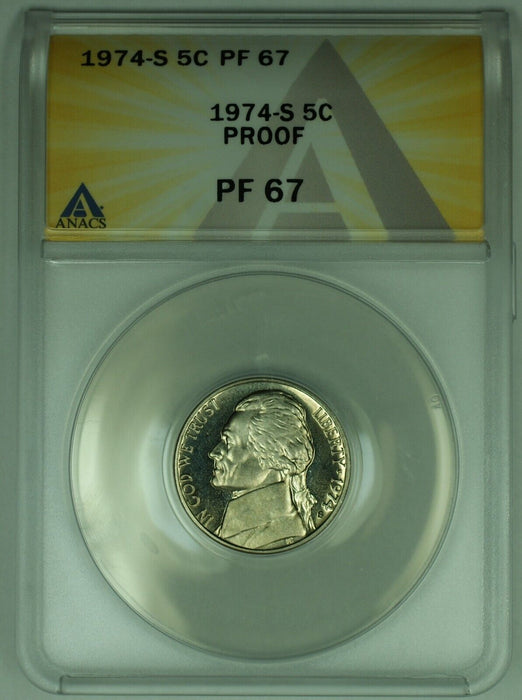 1974-S Jefferson Nickel Proof 5C ANACS PR 67 (52)