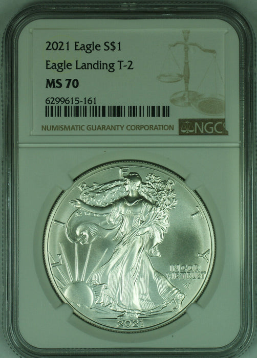 2021 ASE $1 Silver Eagle Type-2 NGC MS 70-Brown Label G