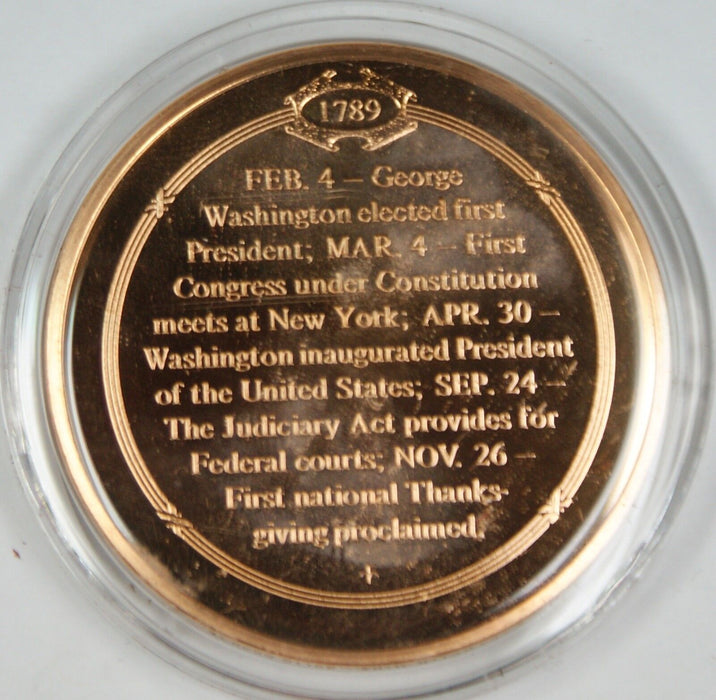 Bronze Proof Medal Washington Inaugurated First President April 30 1789