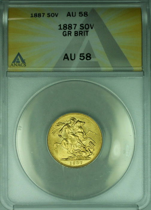 1887 Great Britain Gold Sovereign of Victoria Jubilee Head ANACS AU-58  (DW)