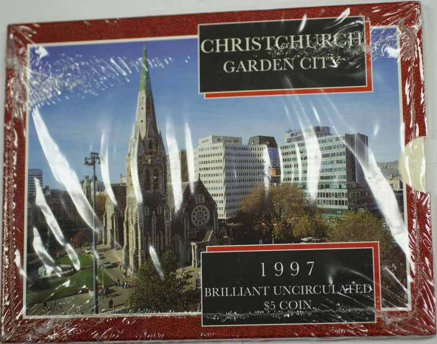 1997 New Zealand Christ Church Garden City $5 Coin Brilliant Uncirculated