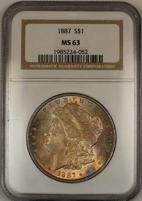 1887 Morgan Silver Dollar $1 Coin NGC MS-63 Nicely Toned Obverse (13a)