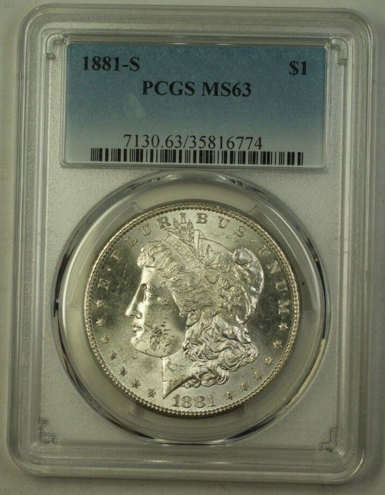 1881-S US Morgan Silver Dollar $1 Coin PCGS MS-63 (J) 12
