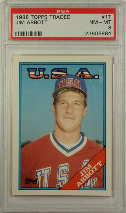 1988 Topps Traded Jim Abbott USA National Team Baseball Card #1T PSA NM-MT 8 CK