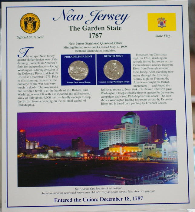 New Jersey 1999 P&D Quarter for Anniversery of Statehood Bonus Stamp