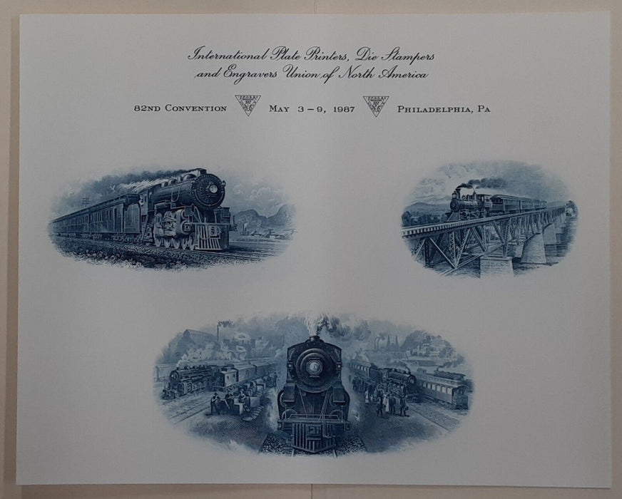 IPPDS F1987A&B 2 Souvenir Card Set Train Vignette Intaglio Print - See Photos