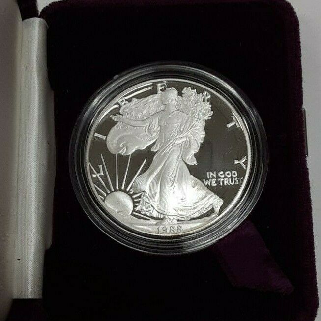 1988-S US Proof American Silver Eagle ASE Coin 1 Ounce W/OGP & COA