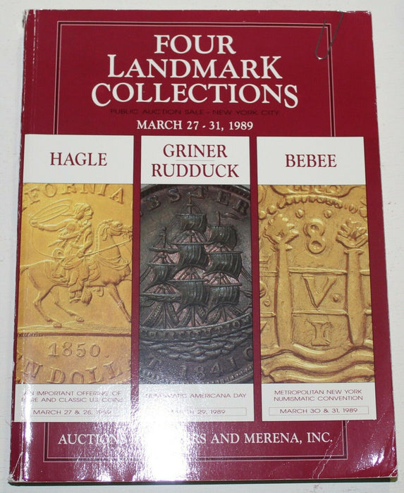 March 1989 Bowers Merena Coin Auction Catalog Four Landmark Collections NY WW5XX