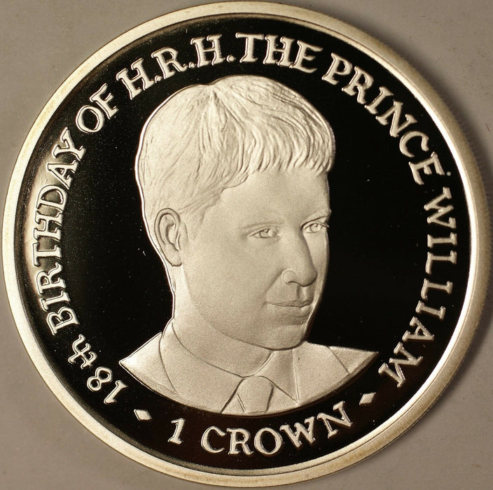 2000 Isle of Man 1 Crown Prince William Birthday Silver Coin Gem Proof Rare