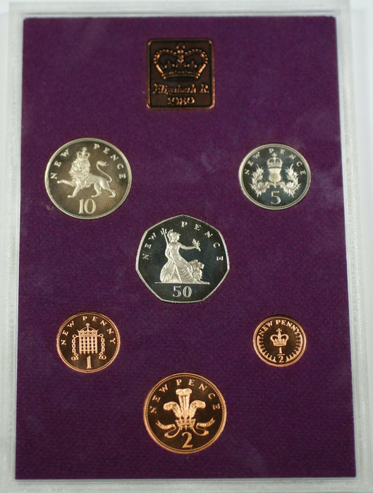 1980 Great Britain Decimal Coins 6 Coin Proof Set and Mint Token