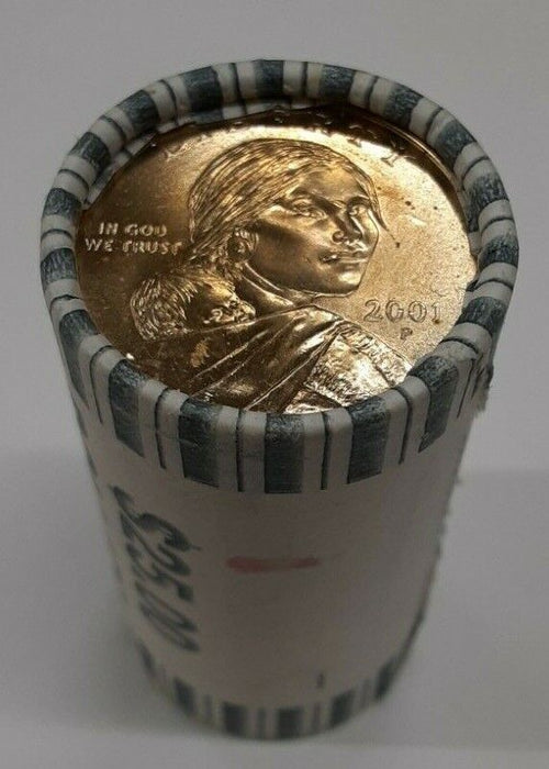 2001-P BU Roll of 25 Sacagawea Native American $1 Dollar Coins