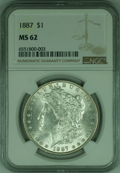 1887 $1 Morgan Silver Dollar Coin NGC MS-62 Better Coin  (21)