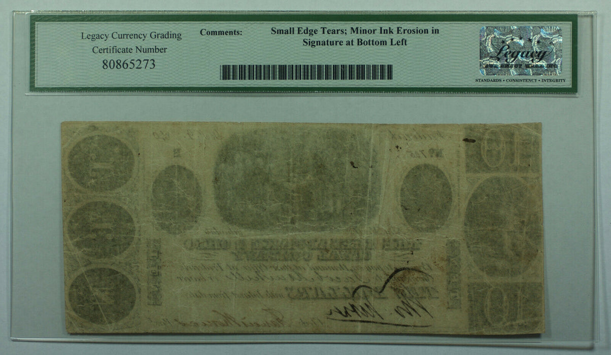 1840 Chesapeake Ohio Canal Co. Post Note Frederick MD $10 Legacy VF-30