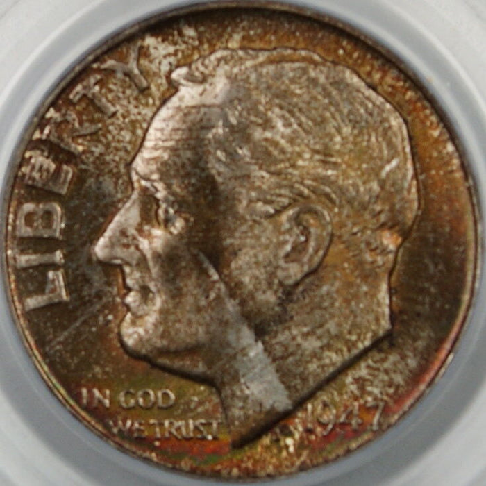 1947-D Silver Roosevelt Dime, PCGS MS-67, Brilliant Coin, Toned