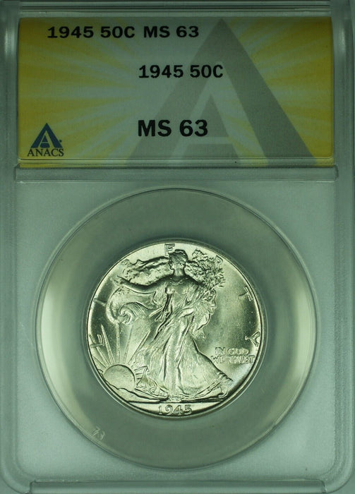 1945 Walking Liberty Silver Half Dollar 50c ANACS MS-63
