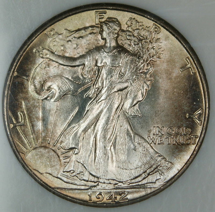 1942 Walking Liberty Silver Half Dollar 50c Gem BU Lightly Toned (SG)