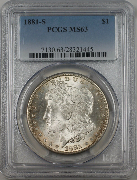 1881-S US Morgan Silver Dollar $1 PCGS MS-63 Toned (Better Coin) BR-13G