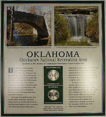 2011 Oklahoma Chickasaw Nat Recreation Area Quarter P&D w/ 2 Stamps Display Card