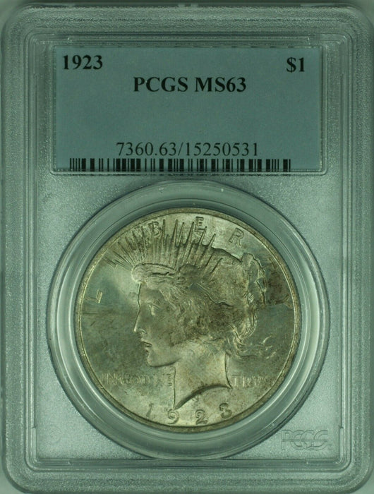 1923 Peace Silver Dollar $1 Coin PCGS MS-63 Better Coin/Toned (34-P)