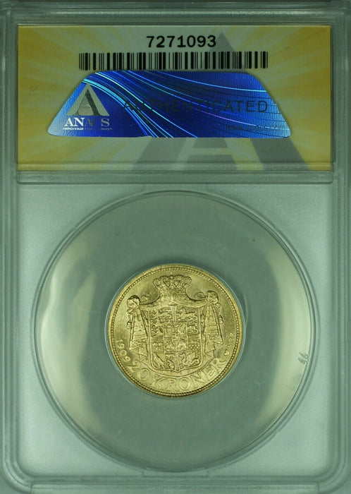 1909 Denmark 20 Kroner Gold Coin ANACS MS-64