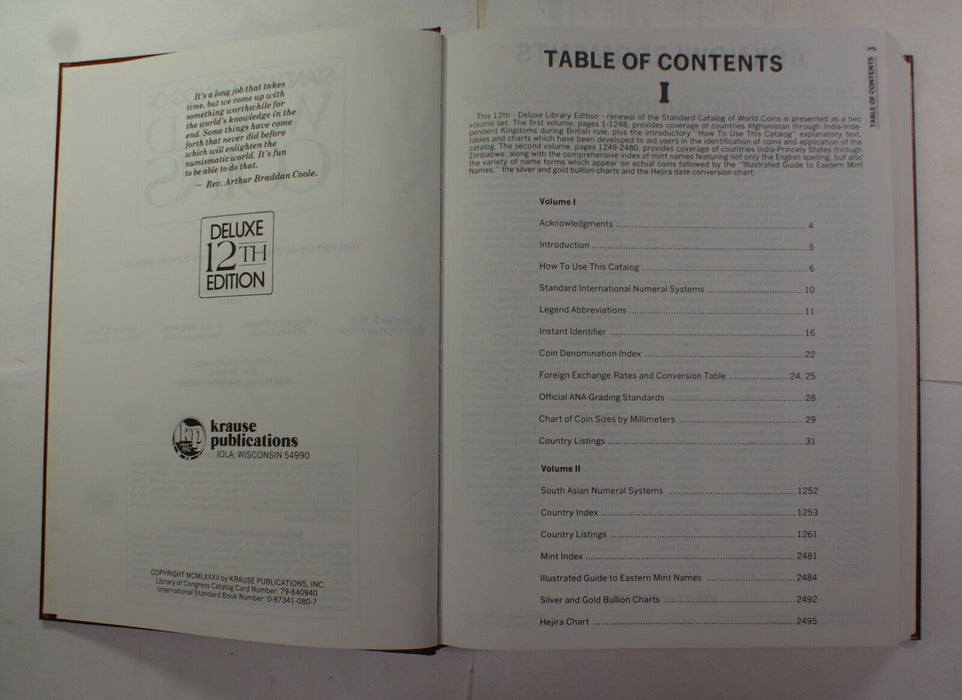 Deluxe Library Edition Standard Catalog Of World Coins Voumel 1 & 2 1986 RSE32
