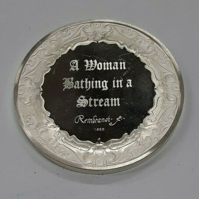 Franklin Mint Genius of Rembrandt Proof Sterling Silver Medal - Woman Bathing