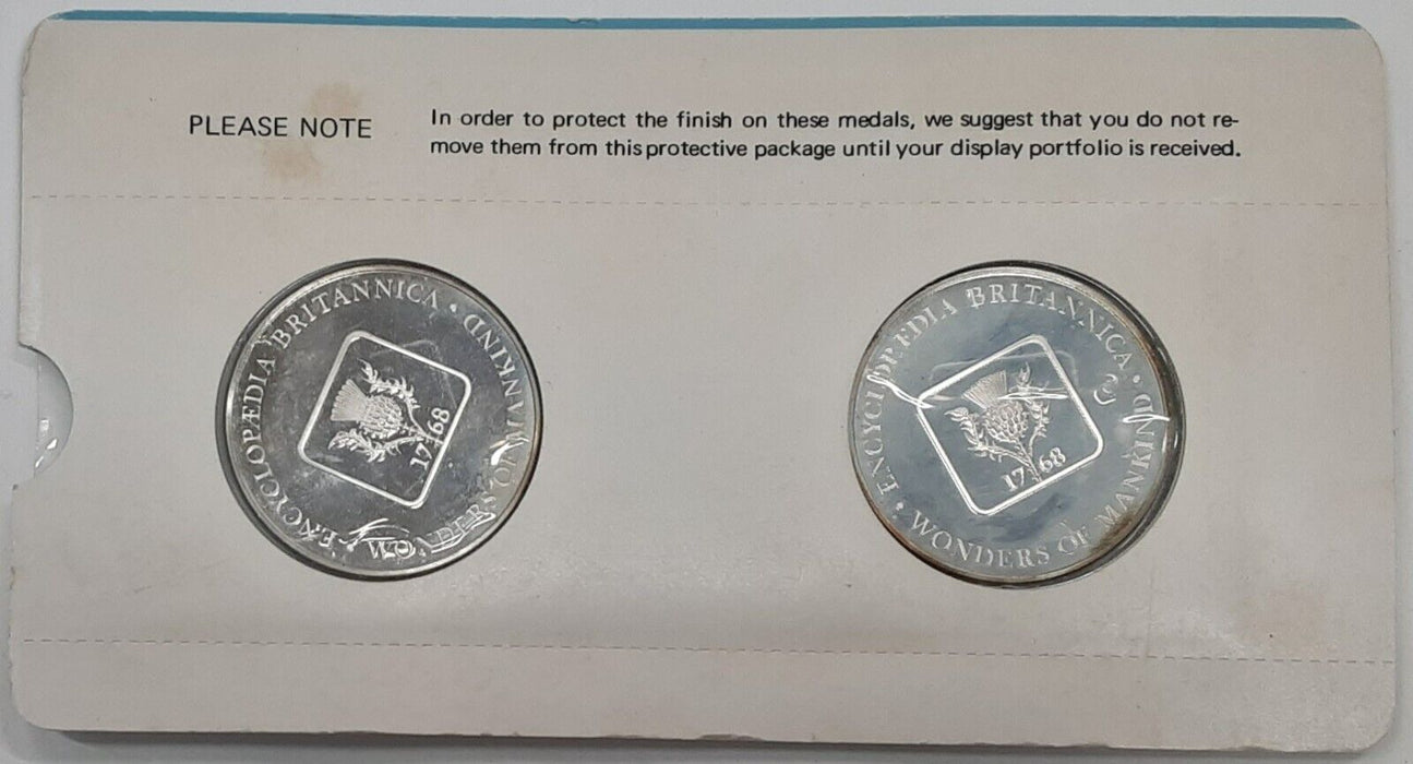 1972 Wonders/Mankind Silver 2 Medal Set Franklin Mint   Thailand/Mexico