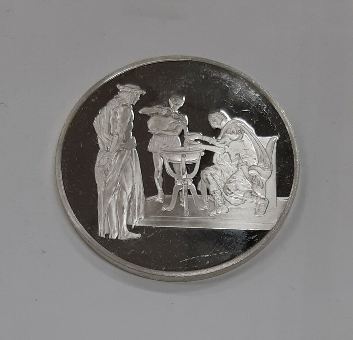 Franklin Mint Life of Christ .925 Silver Medal by Benvenuti-Christ Before Pilate