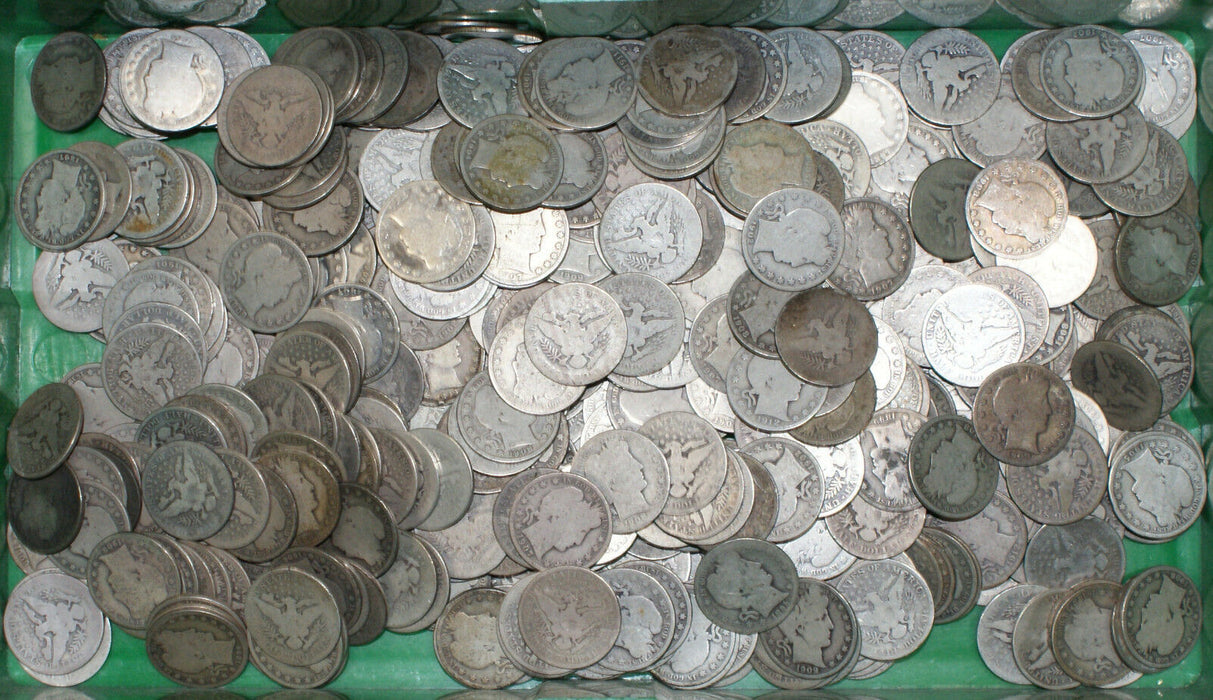 1892-1916 Lot of 10 Silver Barber Half Dollars 50C AG